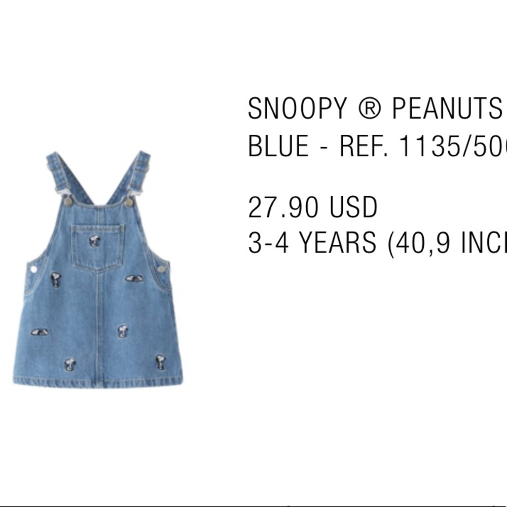 Zara snoopy denim overalls gently used. Like new. Non smoking household